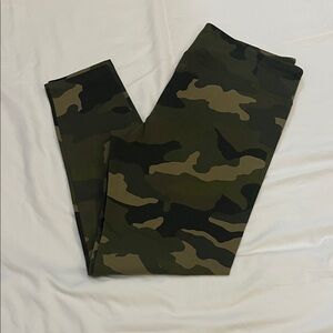 J. Crew Green and Brown Capri Camouflage Leggings